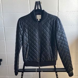 Silence + Noise Black Faux Leather Bomber Jacket